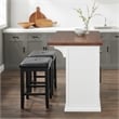 Pemberly Row 3-Piece Wood Kitchen Island w/ Square Stools in White