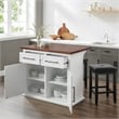 Pemberly Row 3-Piece Wood Kitchen Island w/ Square Stools in White