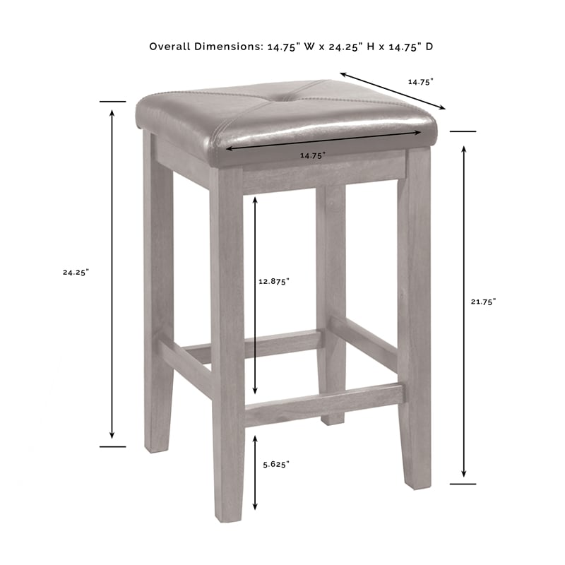 Pemberly Row 3-Piece Wood Kitchen Island w/ Square Stools in White