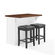 Pemberly Row 3-Piece Wood Kitchen Island w/ Square Stools in White
