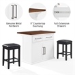 Pemberly Row 3-Piece Wood Kitchen Island w/ Square Stools in White