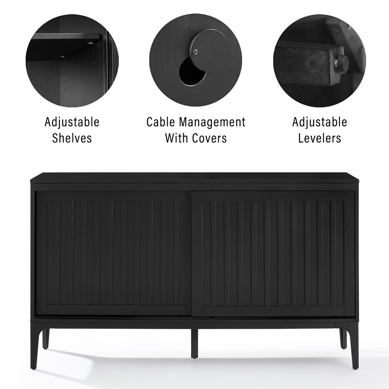 Pemberly Row Modern Particle Board Wood Sideboard in Matte Black
