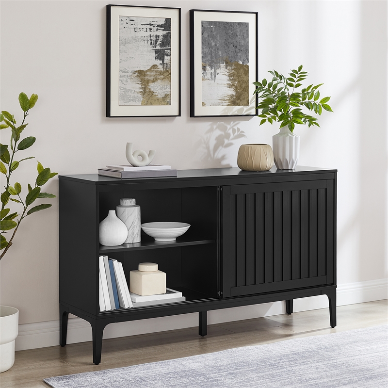 Pemberly Row Modern Particle Board Wood Sideboard in Matte Black