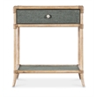 Pemberly Row Retreat Wood Pole Rattan Bedside Table in Beige