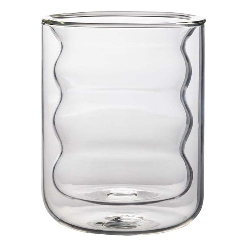Pemberly Row Waves Transitional Glass Water Glasses in Clear (Set of 4)