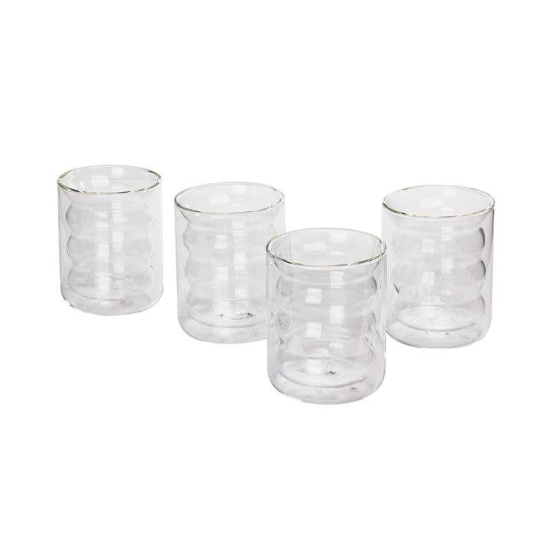 Pemberly Row Waves Transitional Glass Water Glasses in Clear (Set of 4)