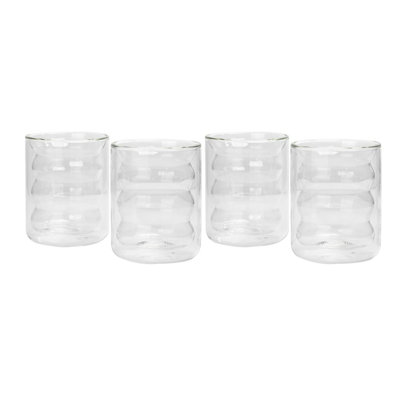 Pemberly Row Waves Transitional Glass Water Glasses in Clear (Set of 4)