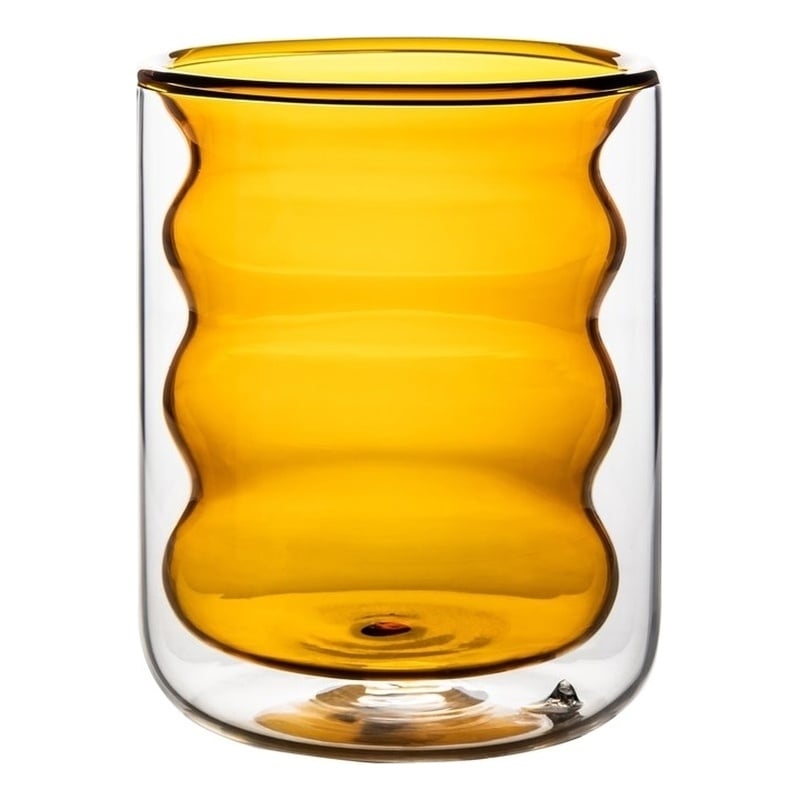 Pemberly Row Waves Transitional Glass Water Glasses in Amber (Set of 4)