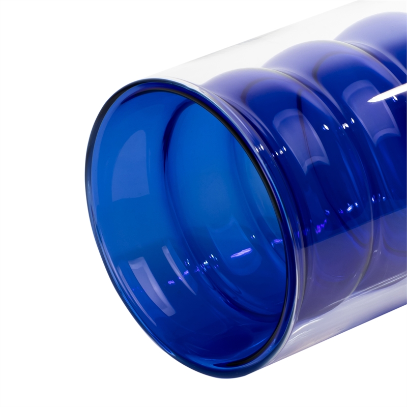 Pemberly Row Waves Transitional Glass Water Glasses in Blue (Set of 4)