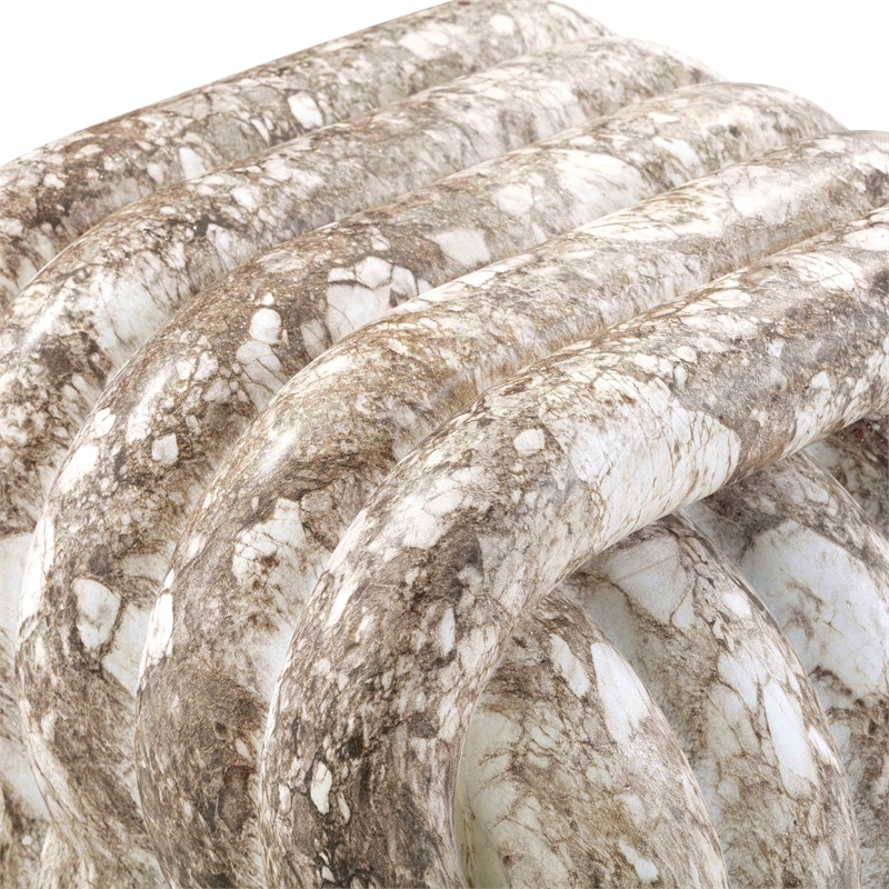 Pemberly Row Love Knot Gray Faux Marble Indoor / Outdoor Accent Stool