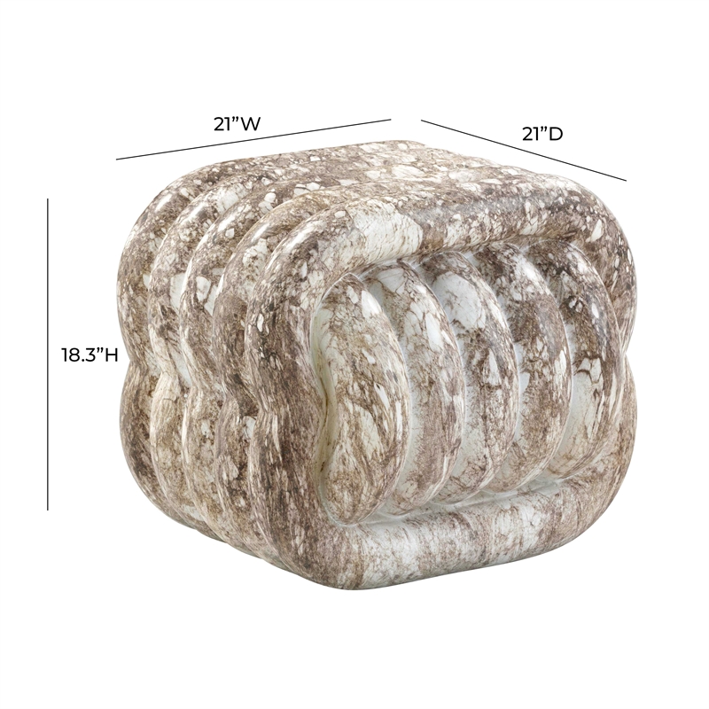 Pemberly Row Love Knot Gray Faux Marble Indoor / Outdoor Accent Stool