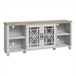 Pemberly Row Vintage Grayish White TV Stand w/ Carved Doors for TVs Up to 80