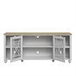 Pemberly Row Vintage Grayish White TV Stand w/ Carved Doors for TVs Up to 80