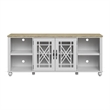 Pemberly Row Vintage Grayish White TV Stand w/ Carved Doors for TVs Up to 80