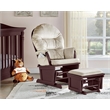 Pemberly Row Glider and Ottoman Espresso Wood and Beige Fabric