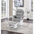 Pemberly Row Contemporary Glider and Ottoman White Wood Oyster Fabric