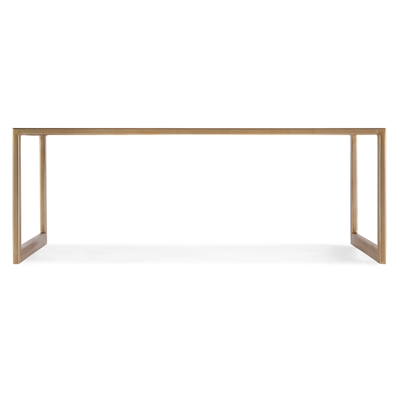 Pemberly Row Contemporary Rectangle Cocktail Table in Gold Wood
