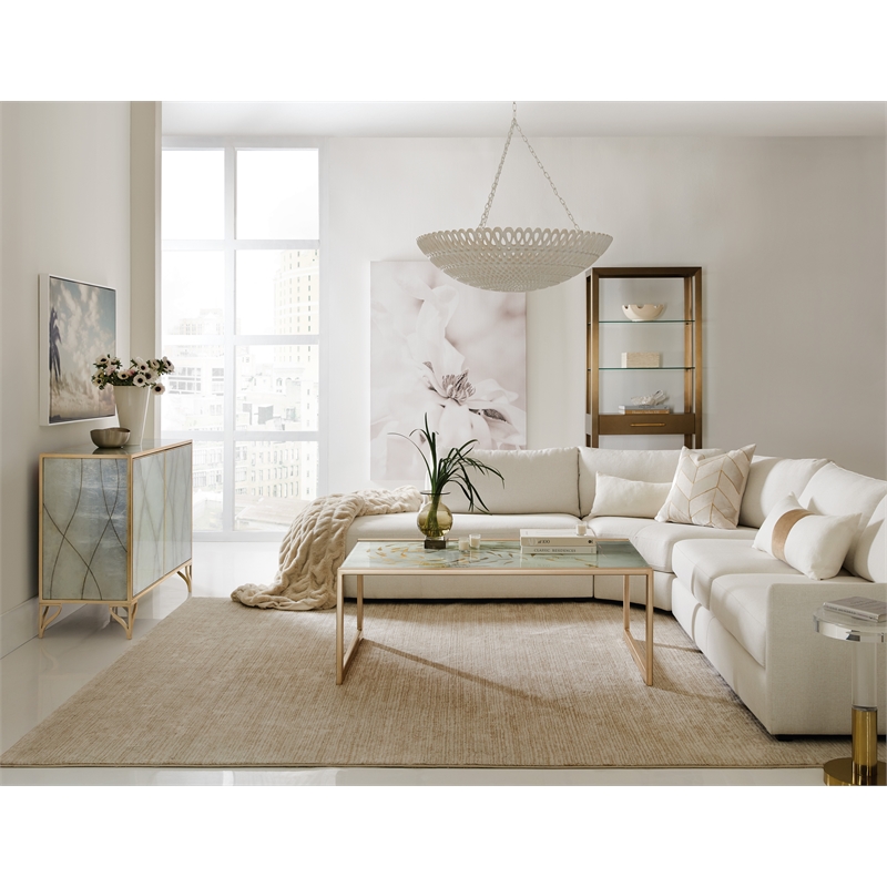 Pemberly Row Contemporary Rectangle Cocktail Table in Gold Wood