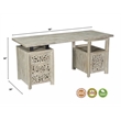 Pemberly Row 3-drawer 1-door Floral Carved Solid Wood Desk in Gray
