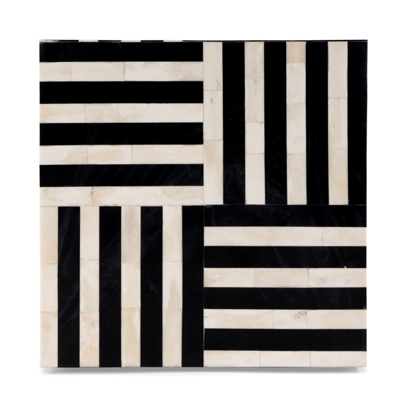 Pemberly Row Contemporary Square Bone In-Lay End Table-Black