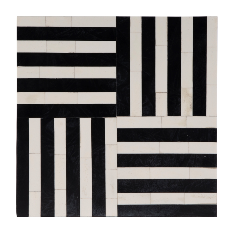 Pemberly Row Contemporary Square Bone In-Lay End Table-Black