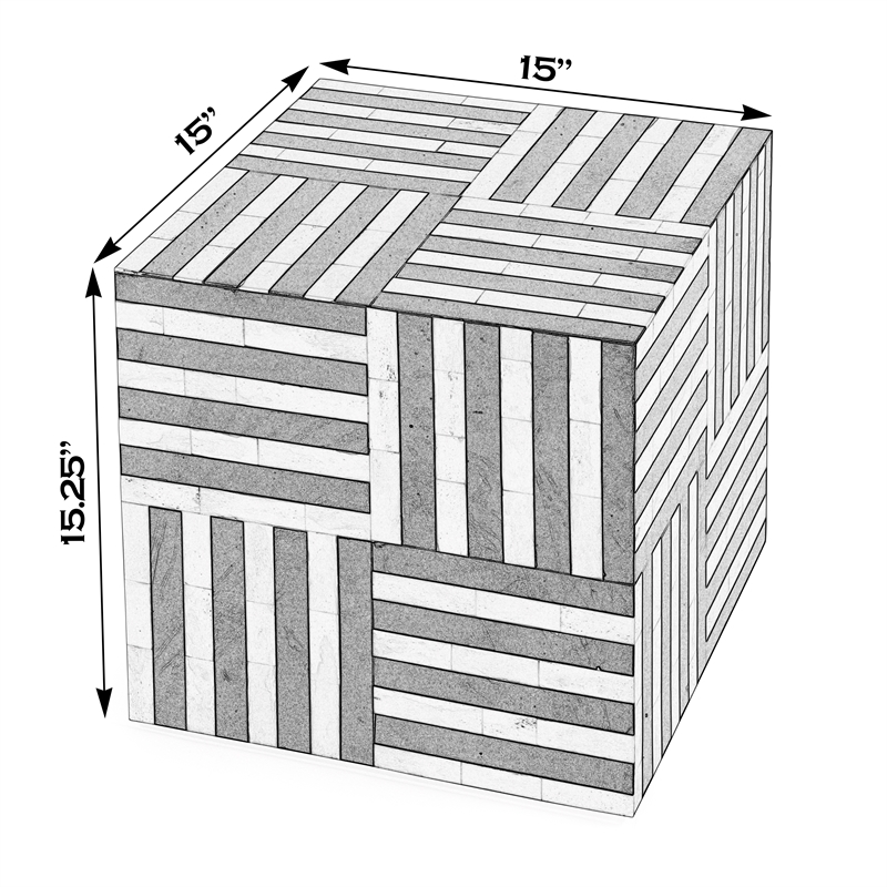 Pemberly Row Contemporary Square Bone In-Lay End Table-Black