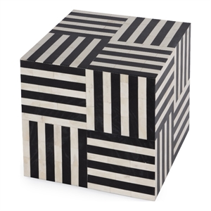 Pemberly Row Contemporary Square Bone In-Lay End Table-Black
