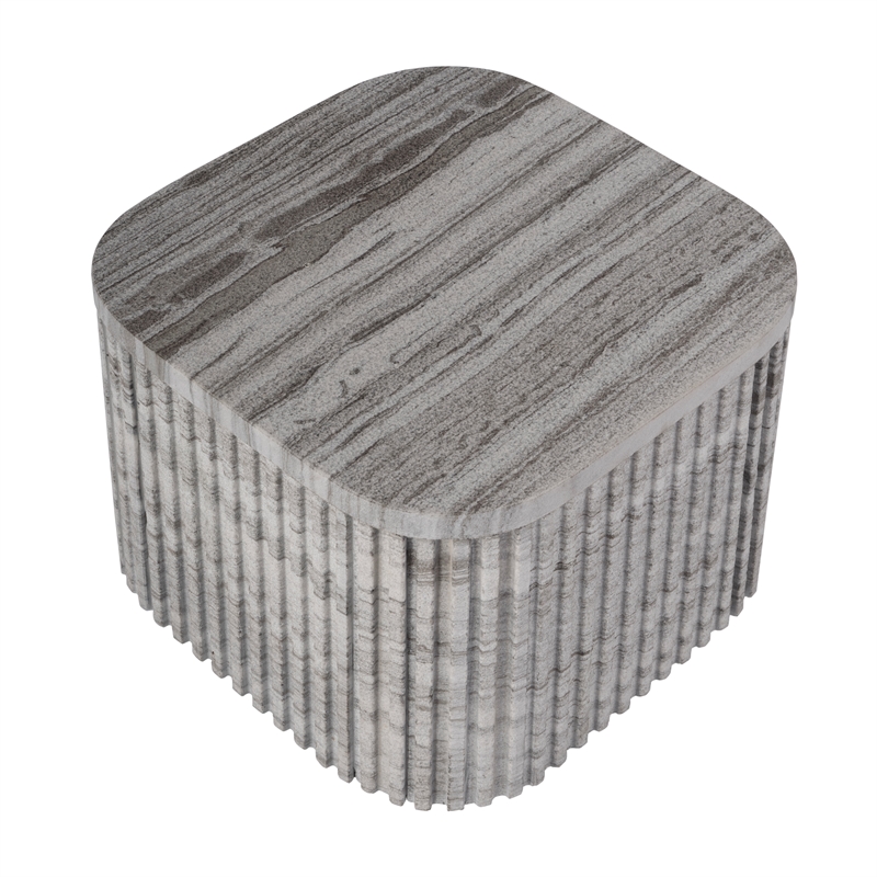 Pemberly Row Contemporary Rectangular Marble Side Table-Gray