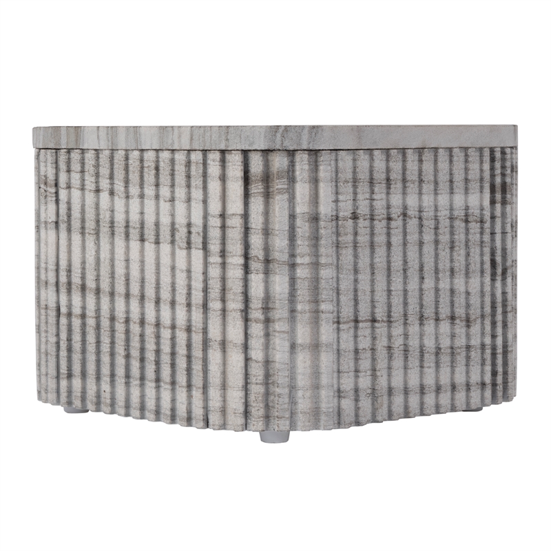 Pemberly Row Contemporary Rectangular Marble Side Table-Gray