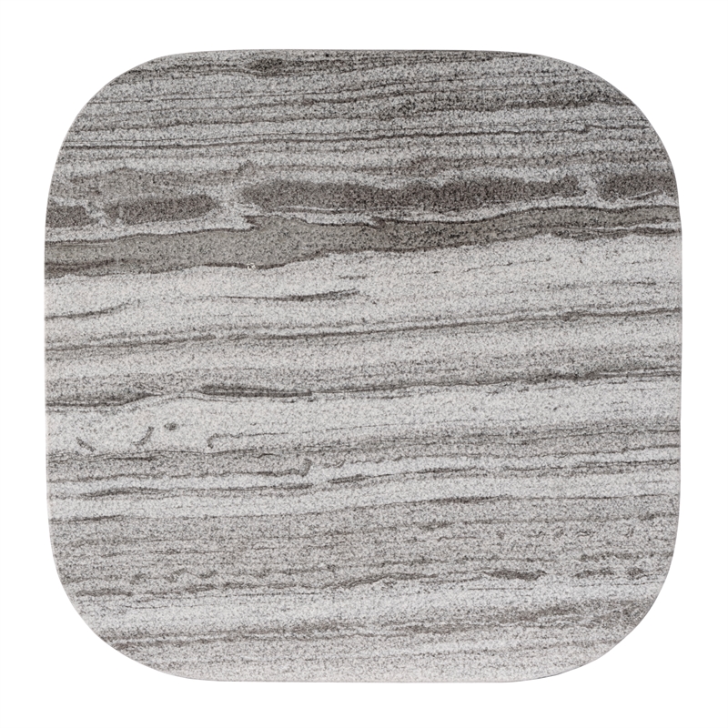 Pemberly Row Contemporary Rectangular Marble Side Table-Gray