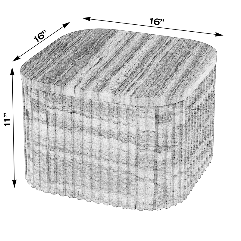 Pemberly Row Contemporary Rectangular Marble Side Table-Gray