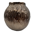 Pemberly Row 8 Inch Tall Decorative Handmade Aluminum Flower Vase in Bronze