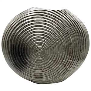 Pemberly Row 16&quot Wide Decorative Handmade Aluminum Shell Flower Vase in Nickel