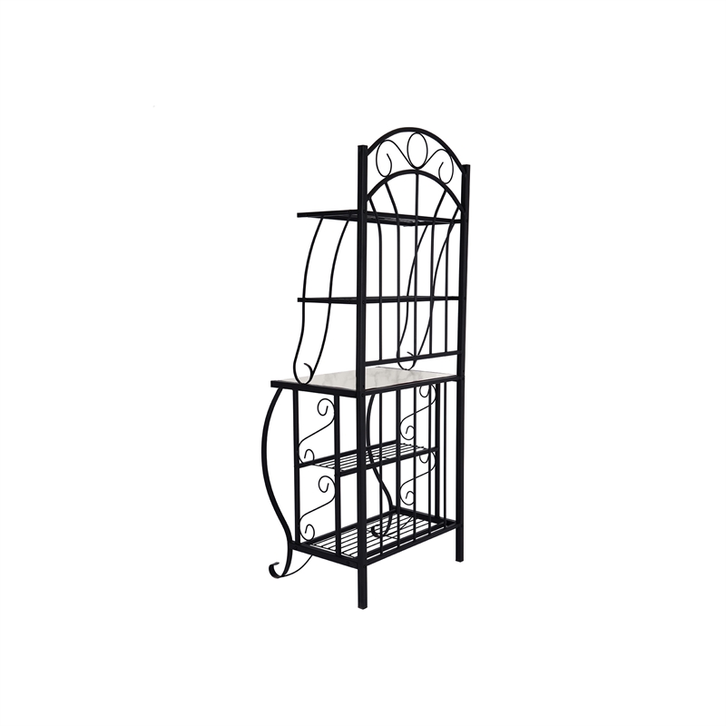 Pemberly Row Contemporary Baker's Rack with Faux Marble Shelf
