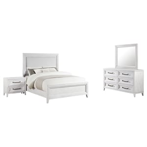 Pemberly Row 4-Piece Eastern King Wood Bedroom Set Distressed White