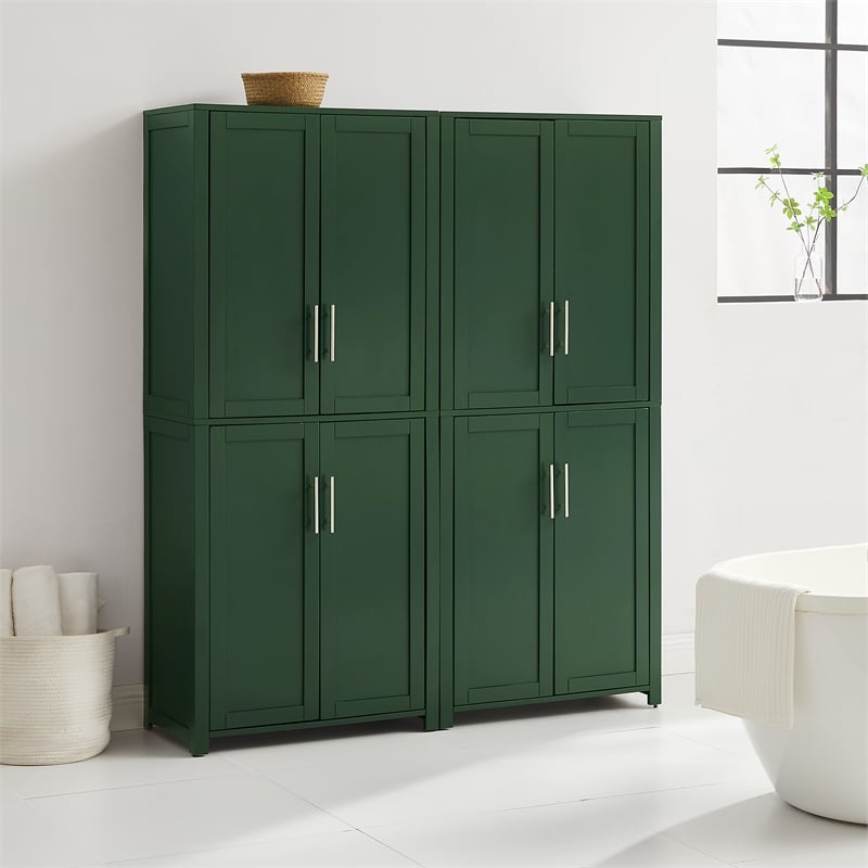 Pemberly Row Contemporary 2-Piece Kitchen Storage Pantry Set in Green