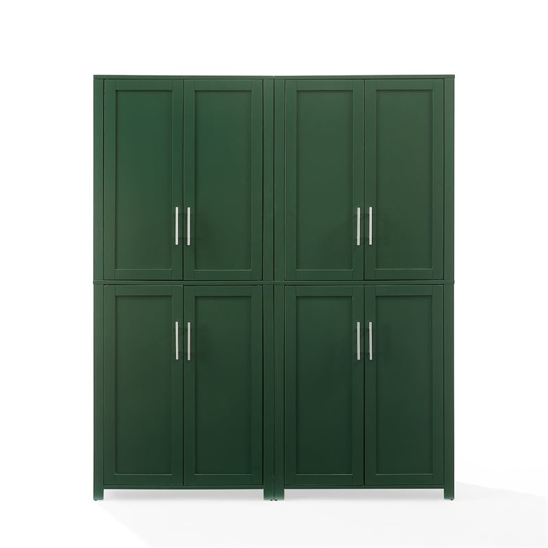 Pemberly Row Contemporary 2-Piece Kitchen Storage Pantry Set in Green