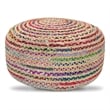Pemberly Row Boho Contemporary Round Large Pouf in Multi Color