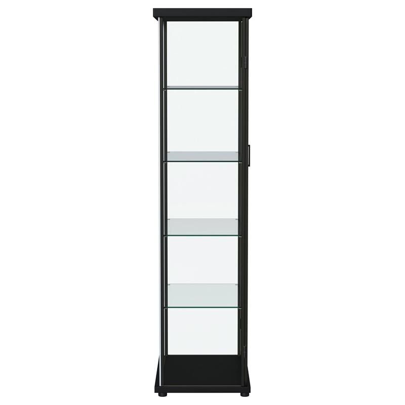 Pemberly Row 4-Shelf Wood Display Curio Cabinet with LED Lighting in Black