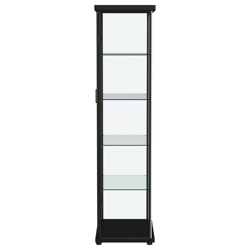 Pemberly Row 4-Shelf Wood Display Curio Cabinet with LED Lighting in Black