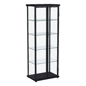 Pemberly Row 4-Shelf Wood Display Curio Cabinet with LED Lighting in Black