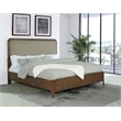 Pemberly Row Upholstered Mid-Century Wood California King Panel Bed in Walnut