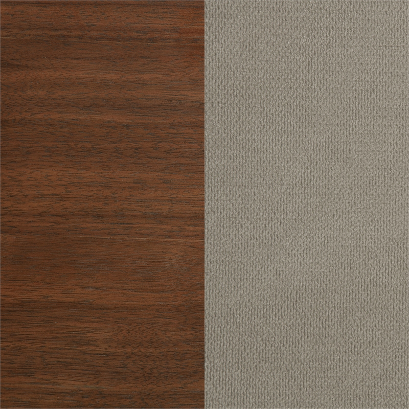 Pemberly Row Upholstered Mid-Century Wood California King Panel Bed in Walnut