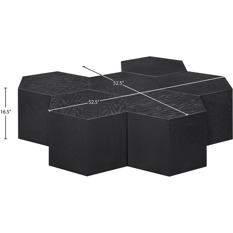 Pemberly Row Contemporary Wood 6-Pc. Black Oak Wood Coffee Table