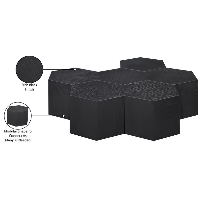 Pemberly Row Contemporary Wood 6-Pc. Black Oak Wood Coffee Table