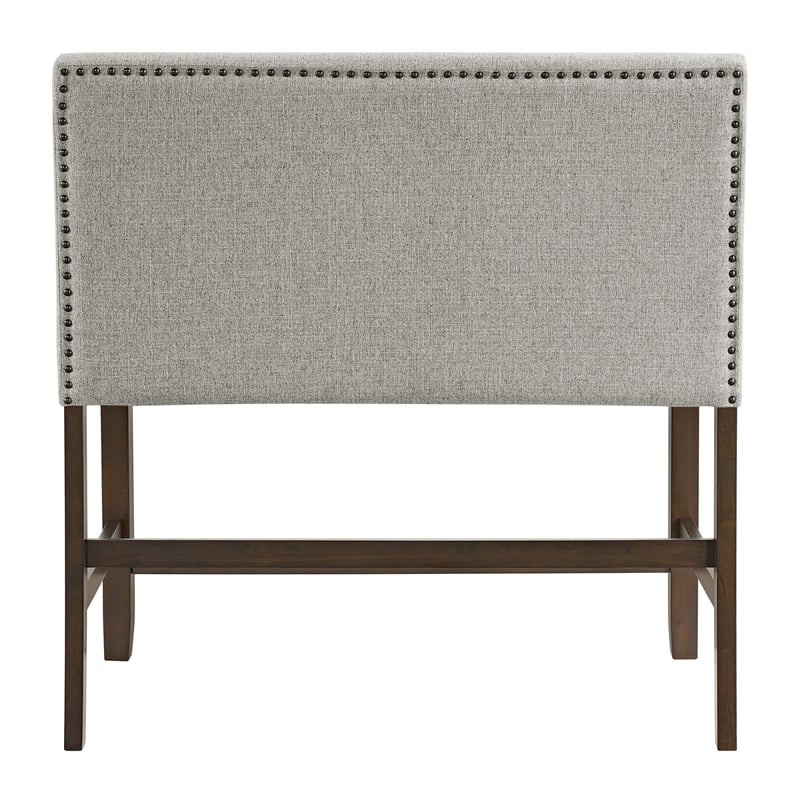 Pemberly Row Contemporary Counter Bench with Upholstered Back in Brown