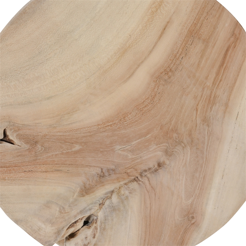 Pemberly Row Contemporary Natural Teak Wood Round Accent Table