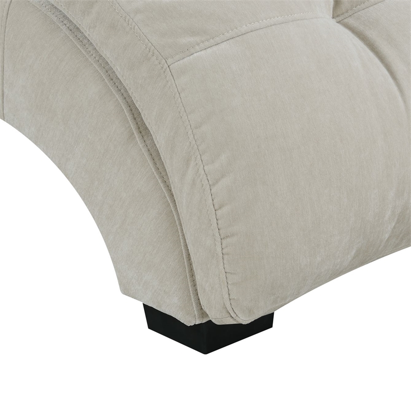 Pemberly Row Contemporary Arched Stitched Tufting Chaise In Amigo Linen