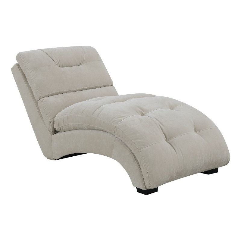 Pemberly Row Contemporary Arched Stitched Tufting Chaise In Amigo Linen