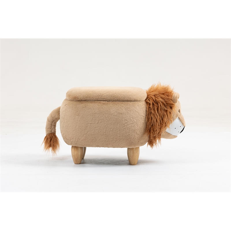 Pemberly Row Kids Lion Animal Storage Ottoman Stool-Furniture for all rooms